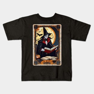 The Reader Retro Vampire Halloween Tarot Card Kids T-Shirt